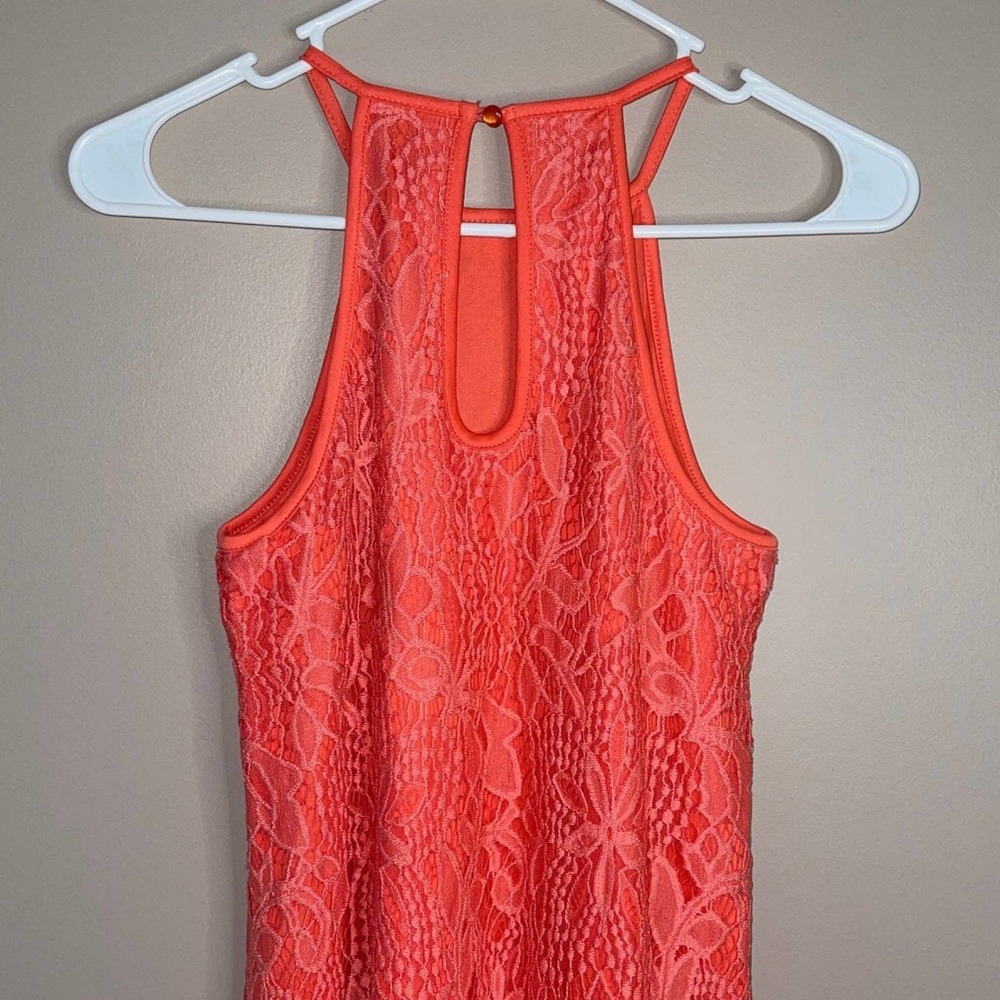 Love, Fire Women’s Coral Sleeveless Lace Overlay Dress Size Small - Picture 4 of 8